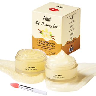 ANAIRUI Vanilla Lip Care Kit for Repairing Dry Chapped Cracked Lips, Reduces Fine Lines and Brightens Dark Lips