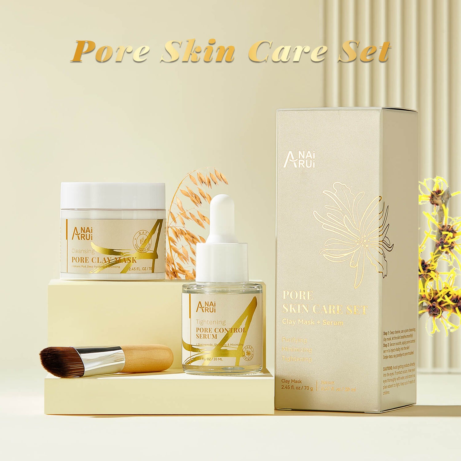 ANAIRUI Pore Skin Set-Clay Mask+Minimizing Serum