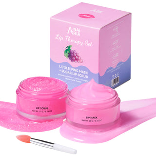 ANAIRUI Bakuchiol & Grape Lip Care Kit for Moisturizing, Smoothing & Exfoliating Dry, Chapped Lips