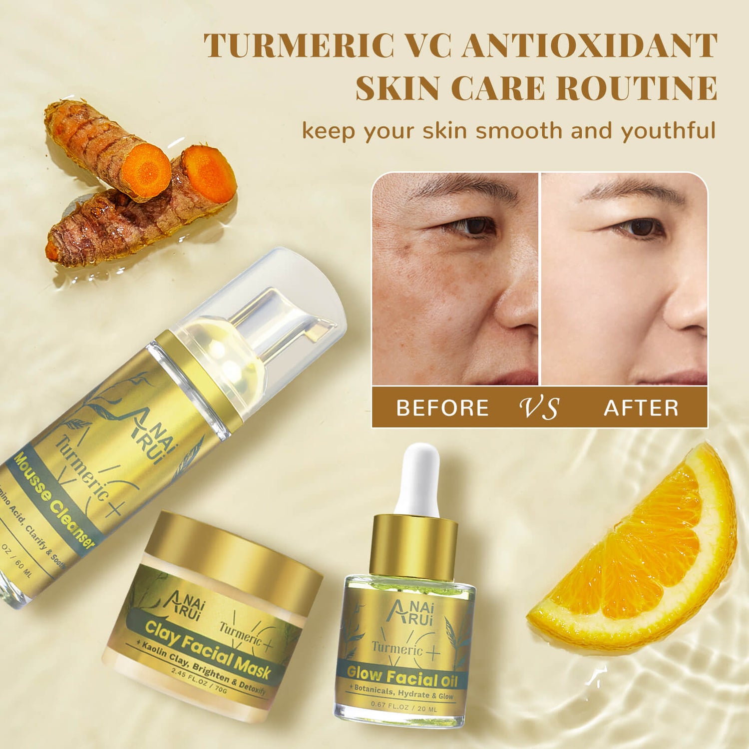 ANAIRUI Turmeric Facial Skin Care Set