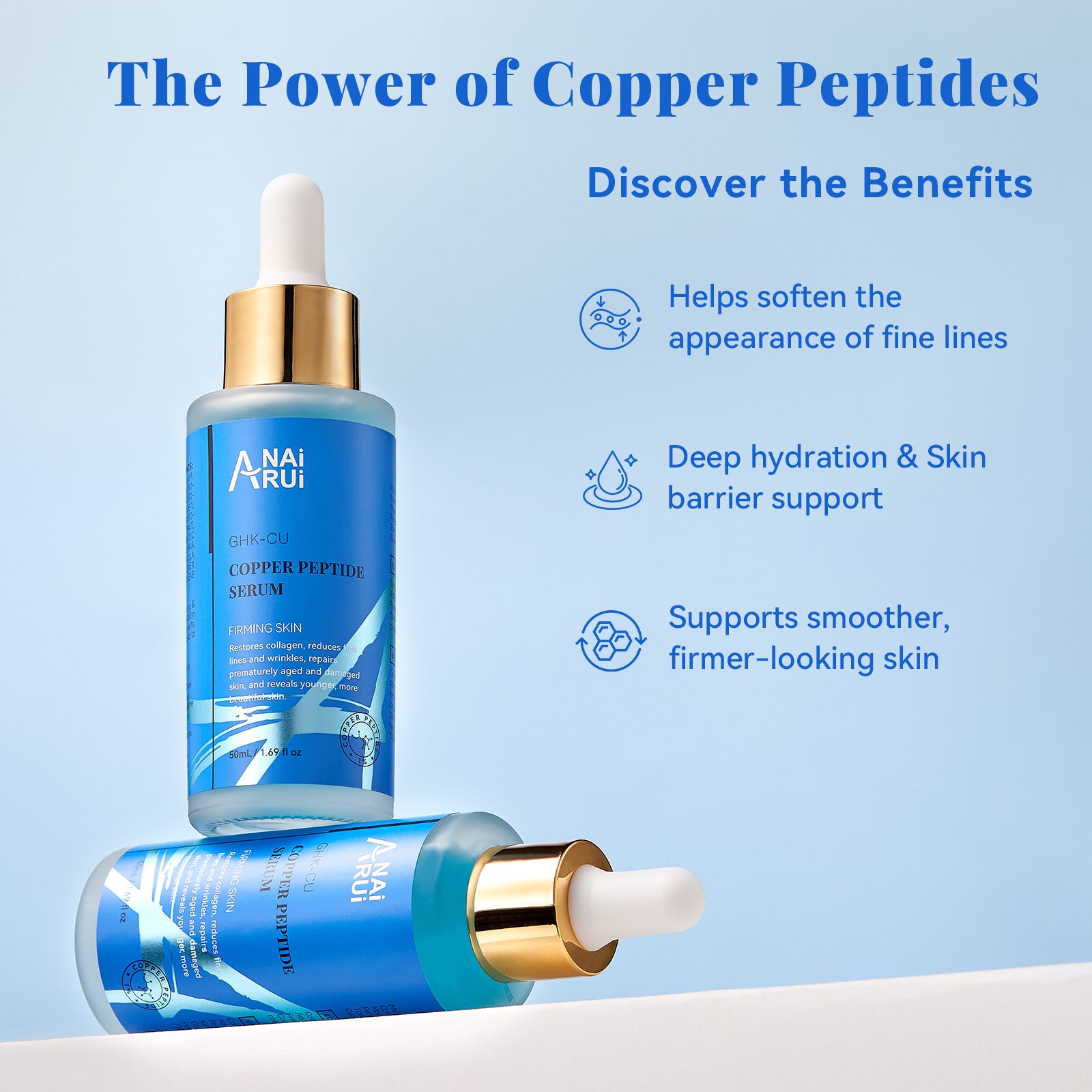 anairui copper peptides ghk-cu serum product info and reviews for Face The CU-GF serum formula is