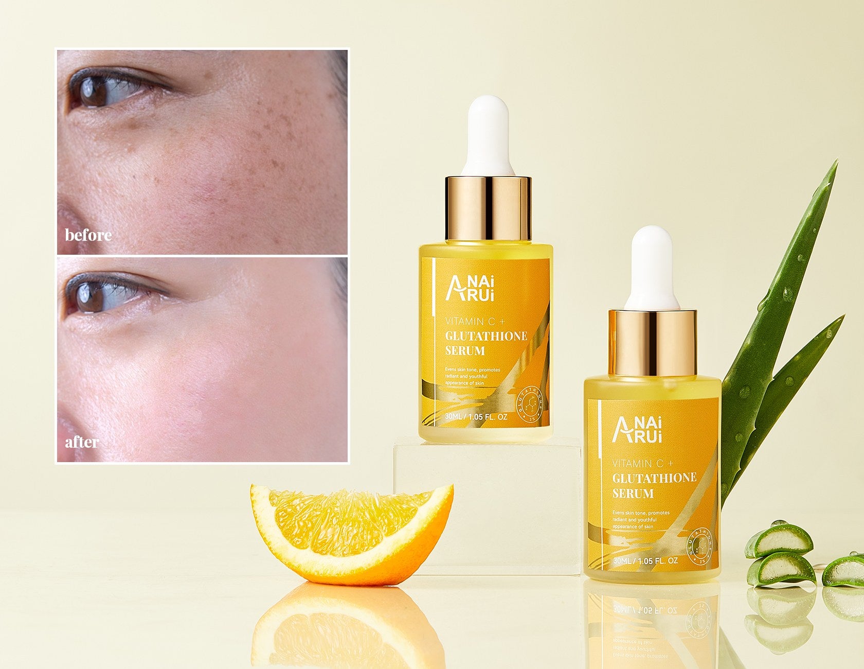 ANAIRUI Vitamin C Glutathione Serum for Dark Spots, Improves Skin Tone ANAIRUI Vitamin C Glutathione Serum for Dark Spots, Improves Skin Tone