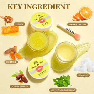 ANAIRUI Turmeric Honey Lip Care Kit for Repair Dry Chapped Cracked Lips, Hydrating & Exfoliating, Brightens Dark Lips