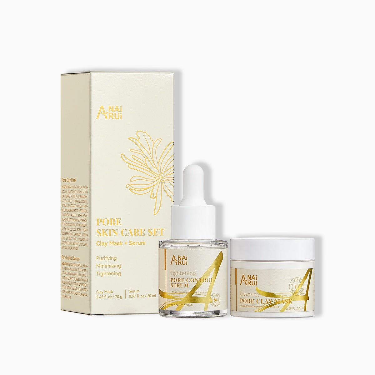 ANAIRUI Pore Skin Set-Clay Mask+Minimizing Serum