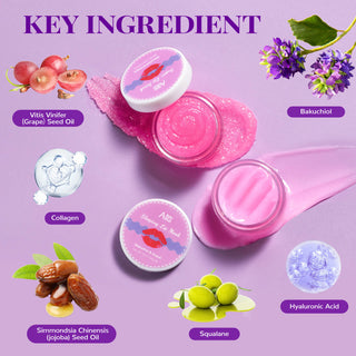 ANAIRUI Bakuchiol & Grape Lip Care Kit for Moisturizing, Smoothing & Exfoliating Dry, Chapped Lips