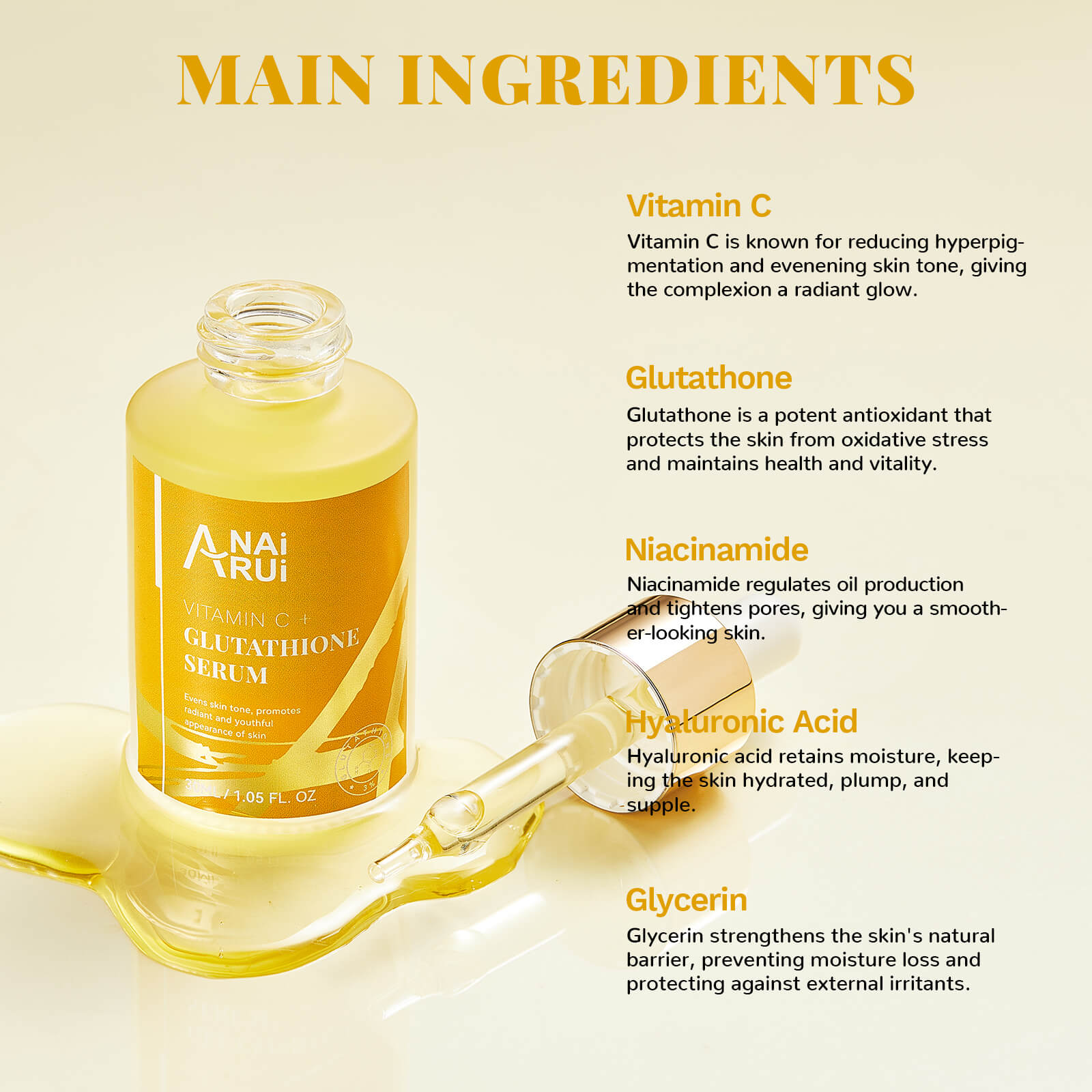 ANAIRUI Vitamin C Glutathione Serum for Dark Spots, Improves Skin Tone ANAIRUI Vitamin C Glutathione Serum for Dark Spots, Improves Skin Tone