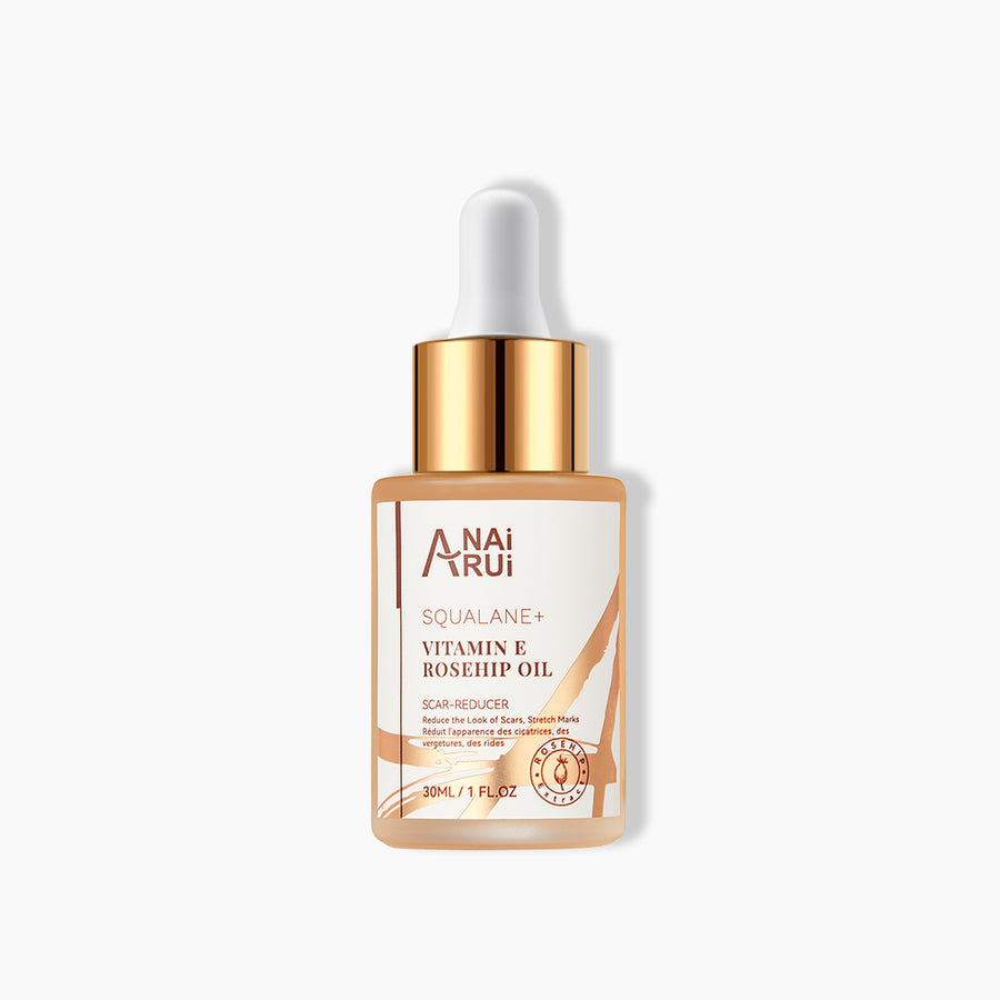 ANAIRUI Hagebuttenöl mit pflanzlichem Squalan und Vitamin E zur Reduzierung von Aknenarben, Dehnungsstreifen 30 ml