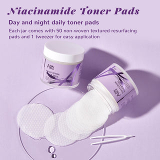 ANAIRUI Niacinamide Toner Pads for Facial Radiance, Even Skin Tone, and Reducing Blemishes & Spots – 50 Pads