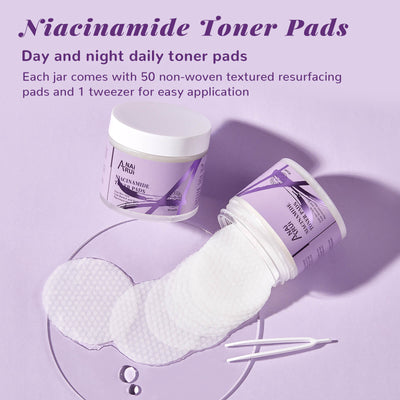 ANAIRUI Niacinamide Toner Pads for Even Skin Tone, Reduce Blemishes & Spots, 50 Radiance-Boosting Pads