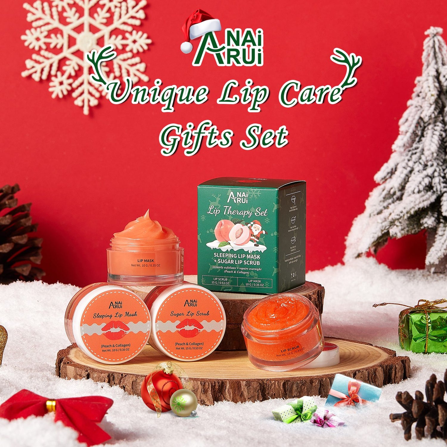 ANAIRUI Christmas Peach Lip Care Kit