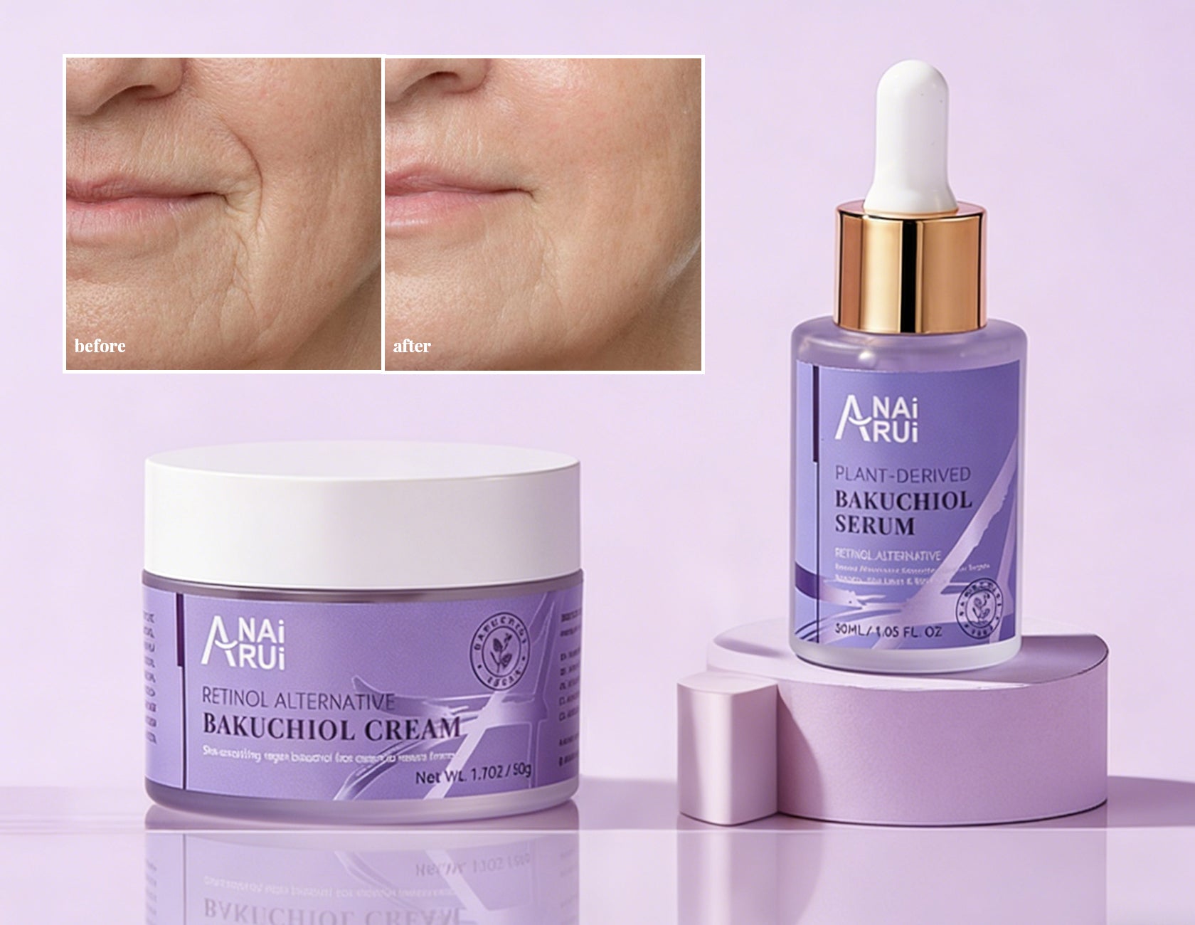 Anti-Aging Bakuchiol Set | Retinol Alternative Serum & Cream – ANAIRUI