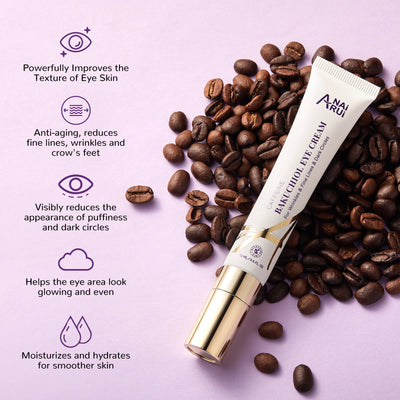 ANAIRUI Caffeine Bakuchiol Firming Eye Cream, for Dark Circles, Puffiness, Wrinkles, Under-Eye Skin Repair 0.5 FL OZ