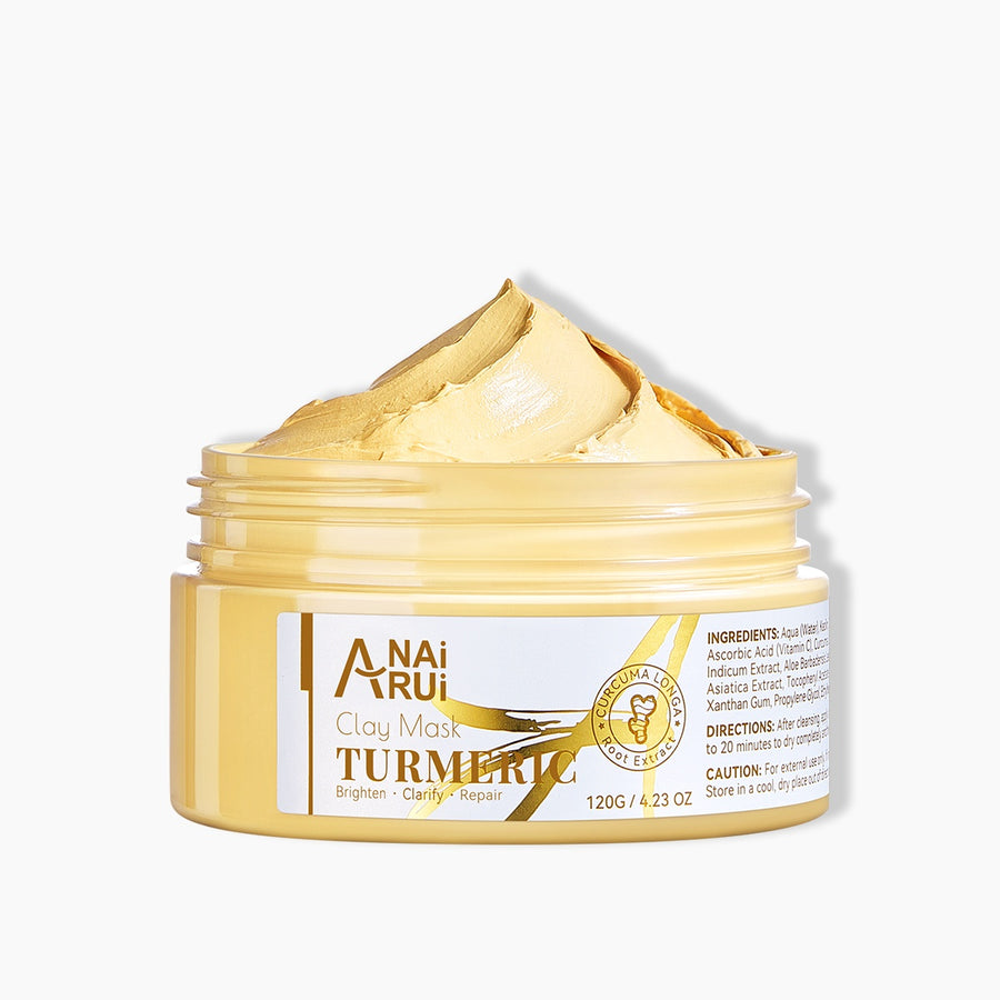 ANAIRUI Maschera viso all'argilla naturale alla curcuma per pelle a tendenza acneica, maschera per illuminare la pelle 120 g