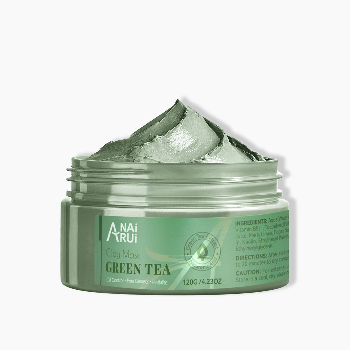 ANAIRUI Maschera viso all'argilla detergente al tè verde per pelle oleosa Maschera per rimuovere i punti neri 120g 4.05oz