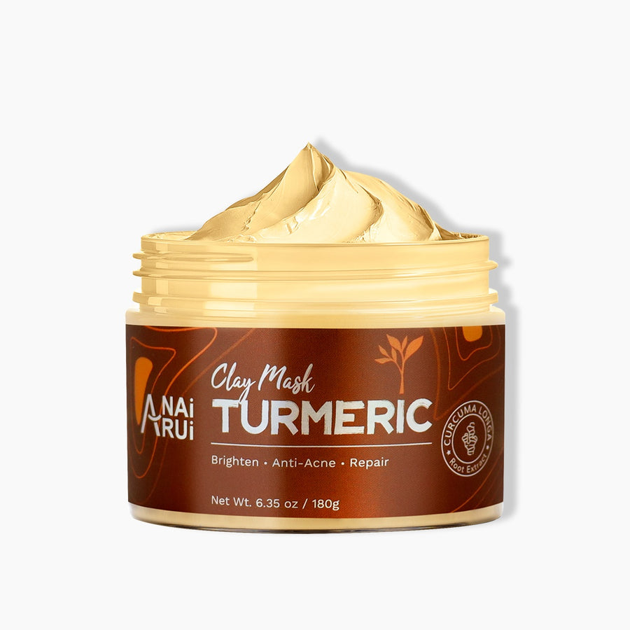 ANAIRUI Kurkuma-Tonerde-Maske mit Vitamin C & E, Aleo Vera für Akne, glatte, aufhellende Gesichtsmaske 180 g