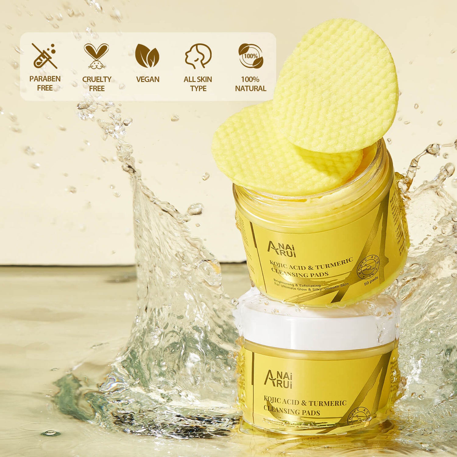 ANAIRUI Turmeric Kojic Acid Cleansing Pads