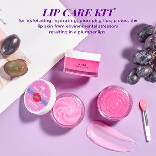 ANAIRUI Bakuchiol & Grape Lip Care Kit for Moisturizing, Smoothing & Exfoliating Dry, Chapped Lips