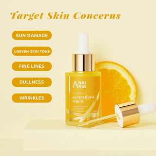 ANAIRUI Vitamin C Glutathione Serum for Dark Spots, Wrinkles, Improves Skin Tone-1.05 FL.OZ