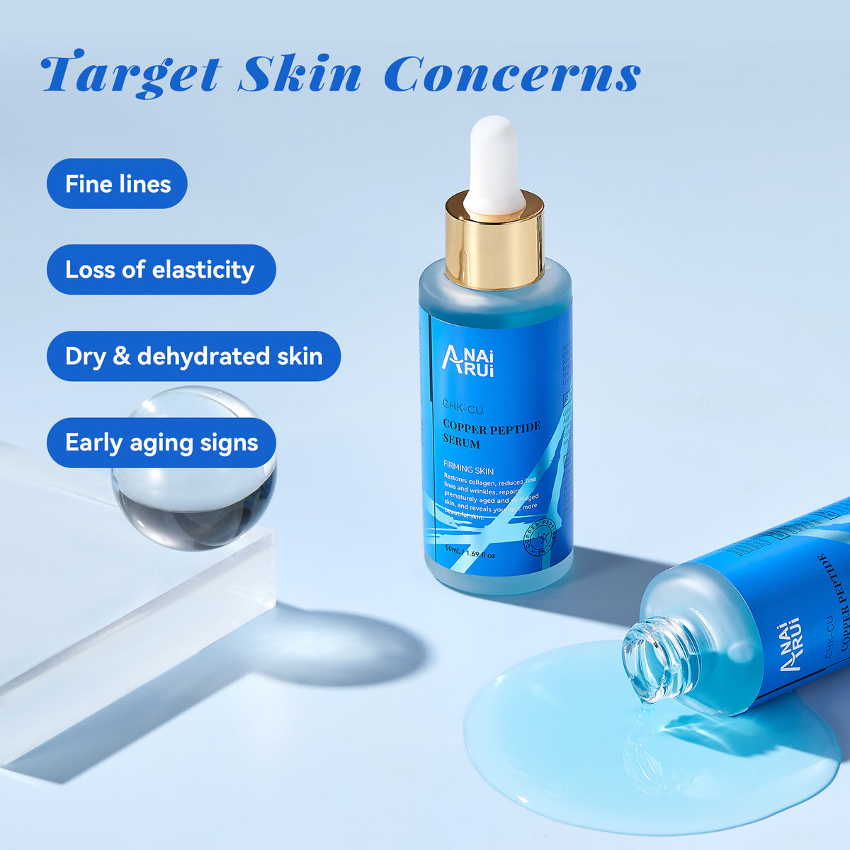 ANAIRUI Copper Peptides GHK-Cu Serum 50ml for Firm & Youthful Skin