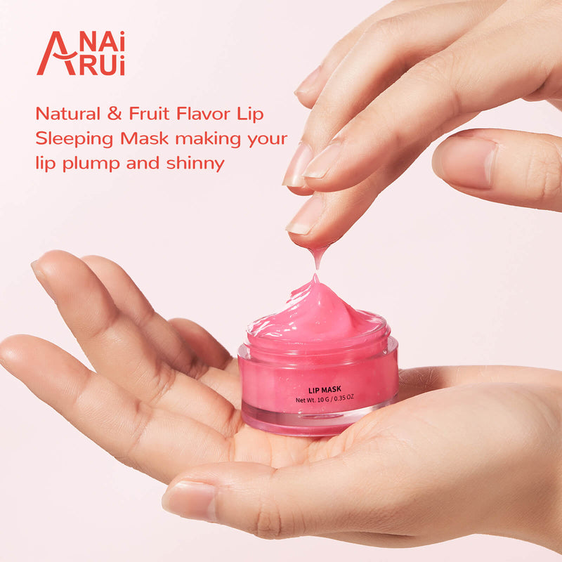 ANAIRUI Watermelon Lip Balm Mask & Lip Scrub Set-for Hydrate & Soft, Dry, Chapped, Cracked Lips