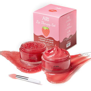 ANAIRUI Berries Lip Care Kit for Lip Treatment, Dry Chapped Cracked Lips Repair, Hydrating & Exfoliating