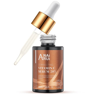 ANAIRUI 20 % Vitamin-C-Serum zum Aufhellen der Haut, Erhöhen der Festigkeit, Reduzieren von feinen Linien, Falten und dunklen Flecken 1 Fl Oz 30 ml