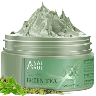 ANAIRUI Green Tea Cleansing Clay Face Mask for Oil Skin Remove Mitesser Mask 120g 4.05oz